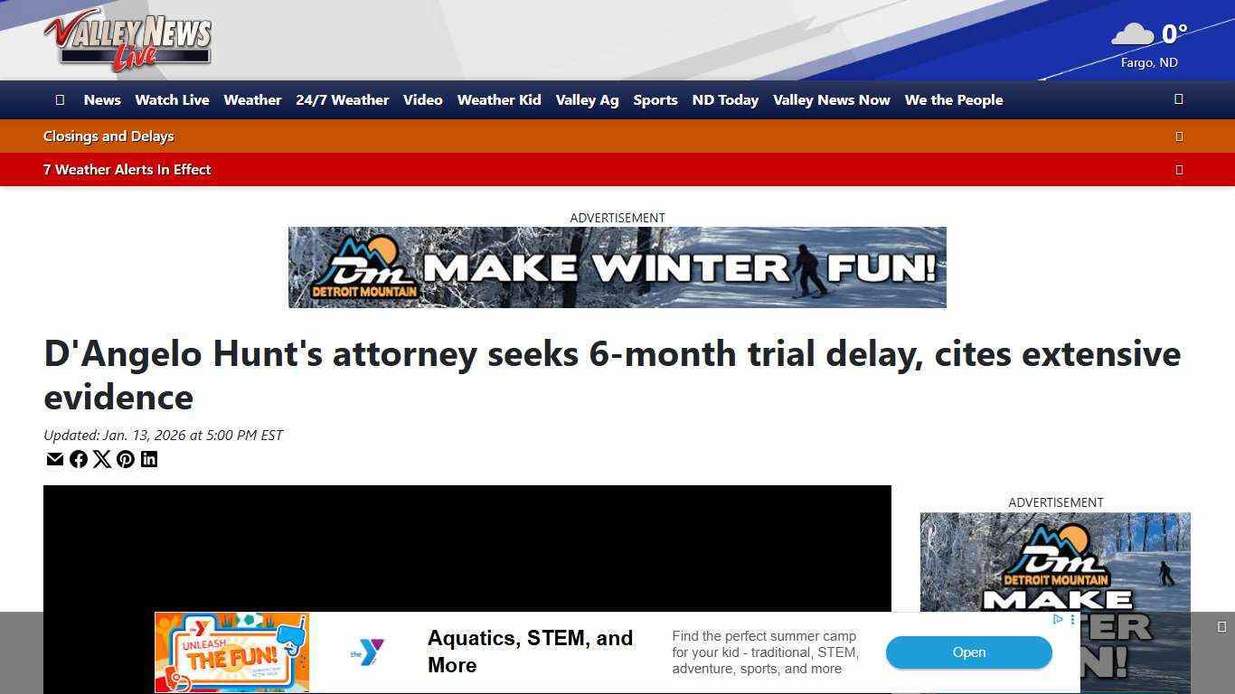 D'Angelo Hunt's attorney seeks 6-month trial delay, cites extensive evidence