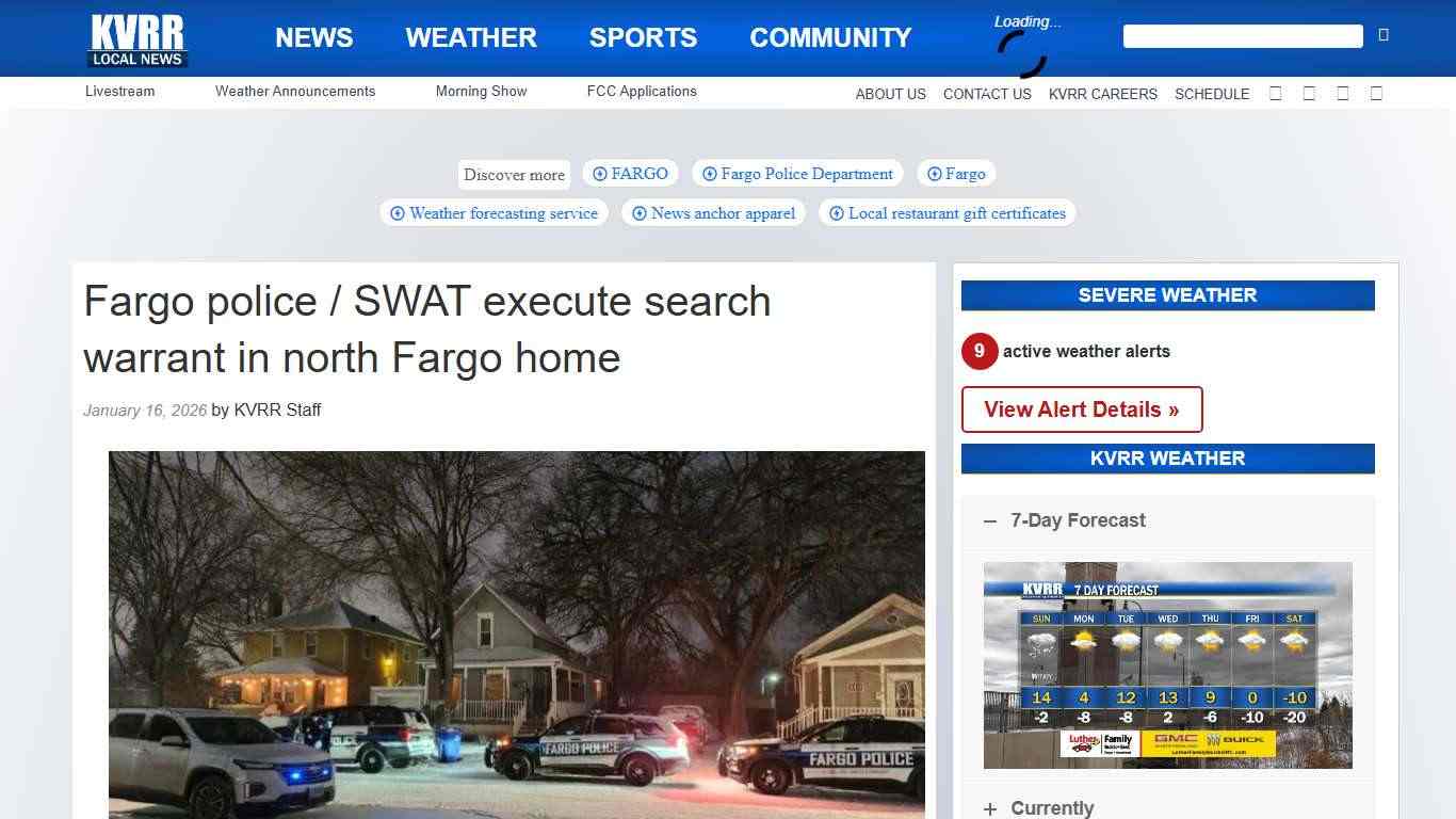 Fargo police / SWAT execute search warrant in north Fargo home - KVRR Local News